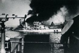 Desastre Naval Francais Mers El Kebir WWII Le Bretagne Coulant Ancienne Photo 1940 #2 - Guerre, Militaire