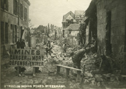France WWI Noyon Route Miné Par Les Allemands Ancienne Photo 1918 - Guerre, Militaire