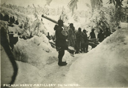 France WWI Artillery Lourde Francaise En Hiver Ancienne Photo 1918 - Guerre, Militaire