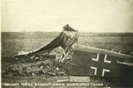 France Somme WWI Nesle Avion Allemand Abattu Aviation Militaire Ancienne Photo 1918 - Guerre, Militaire