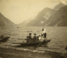 Autriche Lac De Hallstatt? Touristes Sur Une Barque Ancienne Photo 1900 #1 - Lieux