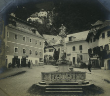 Autriche Hallstatt Place Du Marche Fontaine Ancienne Photo 1900 - Places