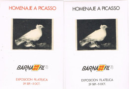 55312. Lote 2 Hojitas BARCELONA 1978. Homenaje A PICASSO, Barnafil 78 Rojo Y Negro - Errors & Oddities