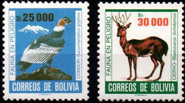Bolivia 1985 ** CEFIBOL 1223-24 Fauna En Peligro II. Cóndor. Ciervo. - Bolivie