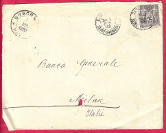 FRANCIA - FRONTESPIZIO GRANDE BUSTA DA " GARE DU HAVRE*7.JUL.1892*/SEINE INFERIEUR" PER MILANO - 1876-1898 Sage (Type II)