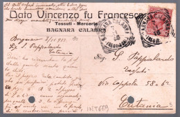 BAGNARA CALABRA - REGGIO CALABRIA - 1913 - CARTOLINA COMMERCIALE - DATO VINCENZO - TESSUTI MERCERIE (INT679) - Winkels