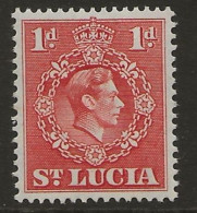 St Lucia, 1938, SG 129bc, Mint, Lightly Hinged, Perf 14.5x14 - Ste Lucie (...-1978)