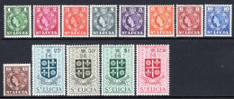 St Lucia 1953 QEII Definitives Complete Set MNH (SG 172-184) - St.Lucia (...-1978)