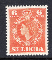 St Lucia 1953 QEII Definitives - 6c Brown-orange MNH (SG 177a) - St.Lucia (...-1978)