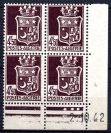 Algérie - 1942 - Armoiries  - N° 195 Coin Date - Neuf** - MNH - Ongebruikt