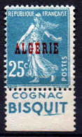 Algerie - 1924 - Tb De France Surch Avec Bande Pub  - N°14b - Neuf * - MLH - Unused Stamps