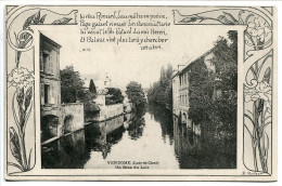 CPA Voyagé 1905 * VENDÔME Un Bras Du Loir Avec Texte Poésie Encadrement Art Nouveau * E. Rocher - Vendome