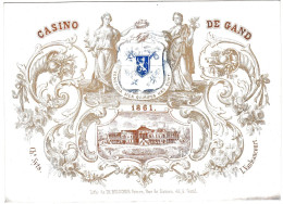 Belgique "Carte Porcelaine" Porseleinkaart, Casino, 1861  , Gand, Gent, Dim:164x116mm - Porcelana