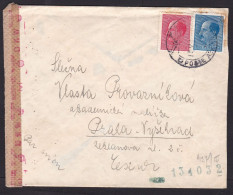 Bulgaria: Airmail Cover To Czechoslovakia, 1940s, 2 Stamps, King, Censored, German Censor Tape, War (damaged) - Brieven En Documenten