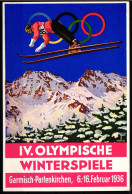 Olympische Winterspiele 1936 Auf AK Mit Werbestempel #IE439 - Altri & Non Classificati