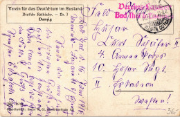 Danzig Auf Postkarte Rathaus, Freistempler Vereins-Lazarett #IC985 - Feldpost (portvrij)