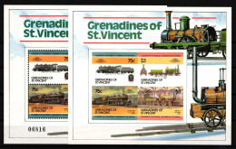St. Vincent Und Die Grenadinen Block 10 Postfrisch Gezähnt Und Ungezähnt #IE642 - Trains