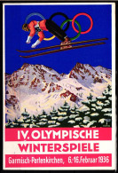 Olympische Winterspiele 1936 Auf AK Mit Werbestempel #IE440 - Altri & Non Classificati