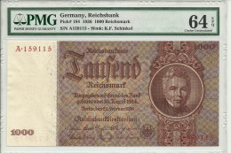 Germany, Reichsbank, 1000 Reichsmark 1936 P184 Graded 64 EPQ By PMG (Choice Uncirculated - 1.000 Reichsmark