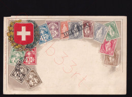 Helvetia Postzegels In Reliëf - Postkaart - Stamps (pictures)