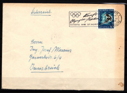 Schweiz 495 Auf Brief Werbestempel Olympische Winterspiele 1948 #IE485 - Andere & Zonder Classificatie
