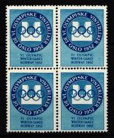 Norwegen Postfrisch Viererblock Vignette Olympische Winterspiele 1952 #IE492 - Autres & Non Classés