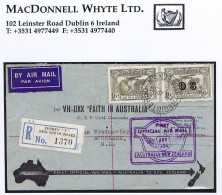 Australia Airmail 1934 First Flight By Ulm Sydney To Auckland Registered With Air 6d And Air "OS" 6d Franking - Premiers Vols