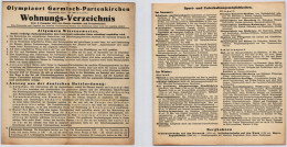 Wohnungs-Verzeichnis Olympiaort Olympische Winterspiele 1937 #IE520 - Sonstige & Ohne Zuordnung