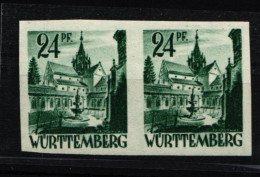 Französische Zone Württemberg 22 U Postfrisch Waagerechtes Paar Ungezähnt #IV920 - Wurtemberg