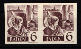 Französische Zone Baden 15 U Postfrisch Waagerechtes Paar #IV846 - Baden