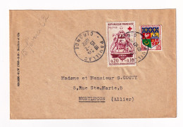 Lettre 1962 Croix Rouge Saint Martin Bâton De La Confrérie + Blason Oran Pauillac Gironde Pour Montluçon Allier - Storia Postale