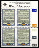 Südafrika 822 Postfrisch Als Viererblock Mit Eckrand #JO508 - Autres & Non Classés