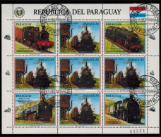 Paraguay 3994-3996 & 4025-4027 Zwei Kleinbögen Eisenbahn 1986 Gestempelt - Paraguay