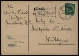 Deutsches Rreich Postkarte 5 Pfg. Hindenburg Mit Werbestempel Stuttgart Luftpost - Lettres & Documents