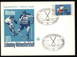 Sonderkarte Sport Eishokey Wintersport Weltmeisterschaft München 1975 - Briefe U. Dokumente