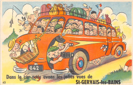 74-SAINT-GERVAIS-LES-BAINS- CARTE A SYSTEME DEPLIANTE- DANS LE CAR BOUS AVONS LES JOILIE VUES DE ST-GERVAIS LES BAINS - Saint-Gervais-les-Bains