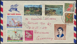 Neusseeland Brief Luftpost MIF 456-457+464+504-508 Thames Nach Perleberg Sport - Storia Postale