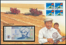 Geldschein Banknote Banknotenbrief Kasachstan Kazakhstan Schein + Briefmarken - Altri & Non Classificati