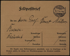 Deutsches Reich Feldpostbrief Ab Neustadt Holstein Vordruck N. Bremen 16.11.1914 - Brieven En Documenten