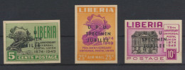 Afrika Liberia 429-431 B UPU Weltpostverein Ungezähnt Aufdruck Specimen Jubilee - Liberia