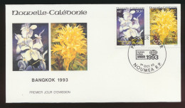 Rouvelle Caledonie Neukaledonien Brief Motiv Blumen Bankkok 1993 - Covers & Documents