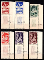 Tunisie - 1955  -  Les Métiers - N° 396 à 401 Coin Avec Date - Neufs** - MNH - - Ongebruikt