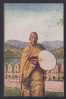 Ansichtskarte Buddhist Priester Ceylon Ab Pangim Indien Nach Lissabon Portugal - Other & Unclassified