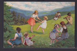 Ansichtskarte Künstlerkarte Kinder Tanz Reigen Landschaft - Children And Family Groups