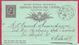 ANNULLO CSG "ALBIZZATE*28.NOV.88* SU INTERO CARTOLINA POSTALE UMBERTO (INT.9\87) PER MILANO - Storia Postale