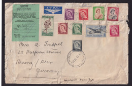 Flugpost Neuseeland Zoll Brief MIF Destiantion Claudelands Hamilton Nach Mainz - Storia Postale