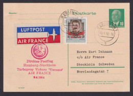 Flugpost Brief Air Mail DDR Ganzsache Gute Zuleitung Air France Postflug Hamburg - Lettres & Documents