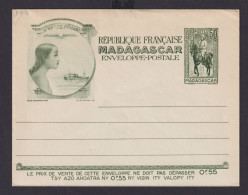 Madagaskar Brief Ganzsache Bild Umschlag 50 Cent Grün Postal Stationery - Madagascar (1960-...)