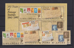 Singapur Singapore Asien Asia 594-597 Plus Block 24 Philatelie 150 Jahre - Singapore (1959-...)