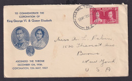 Neuseeland Brief EF 232 Krönung King Georg + Queen Elisabeth Hamilton Nach - Storia Postale